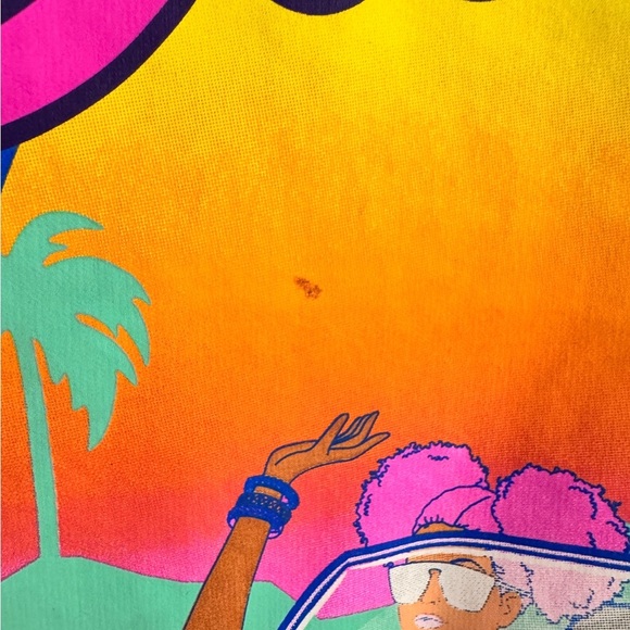 Barbie Neon Retro Oversized Hooded Zip Up Sweatshirt - Size Large - Picture 3 of 10